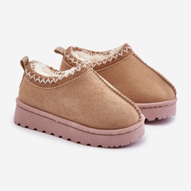 Botas infantis de neve com plataforma, forradas com pele, Bege Vilabria 1