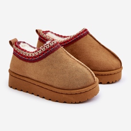 Botas de neve com plataforma infantil isoladas com pele de camelo Vilabria castanho 1