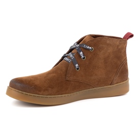 Sapatos masculinos de couro Chukka KAMPOL 110/804 castanhos marrom 1
