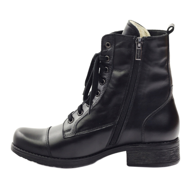 Botas de couro com zíper Angello 2060 preto 2