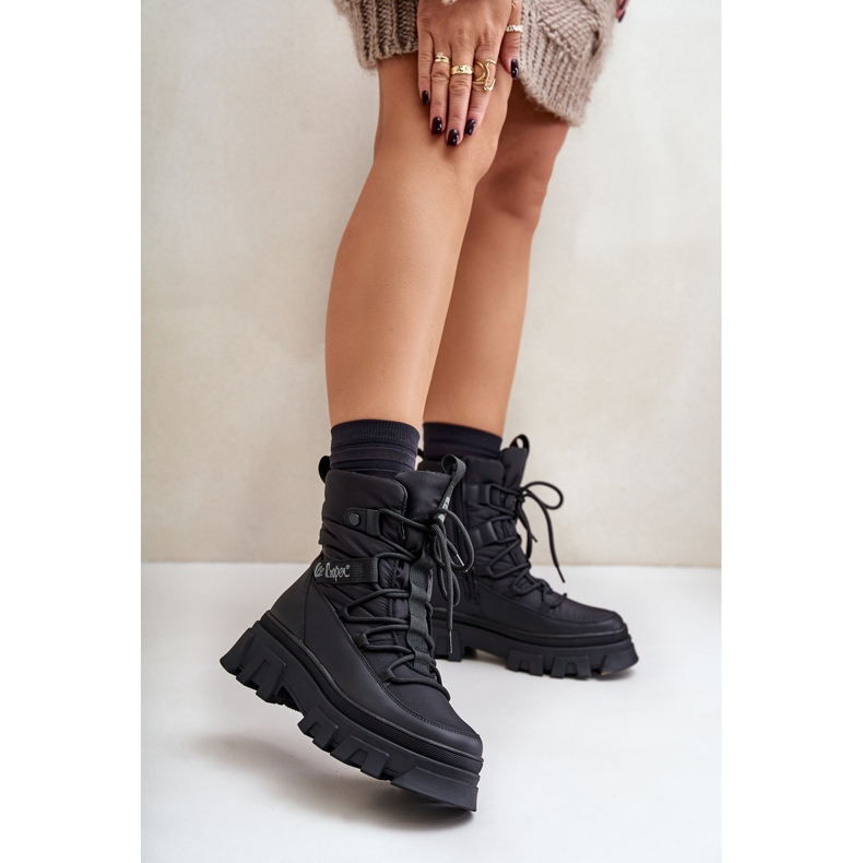 Botas femininas de neve com zíper Lee Cooper LCJ-24-47-3144 pretas preto 2