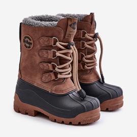Botas de neve infantis altas e quentes com cordão Lee Cooper LCJ-24-44-2842K Marrom castanho 1