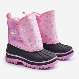 Botas infantis de neve com velcro Lee Cooper LCJ-24-44-2863K rosa 1