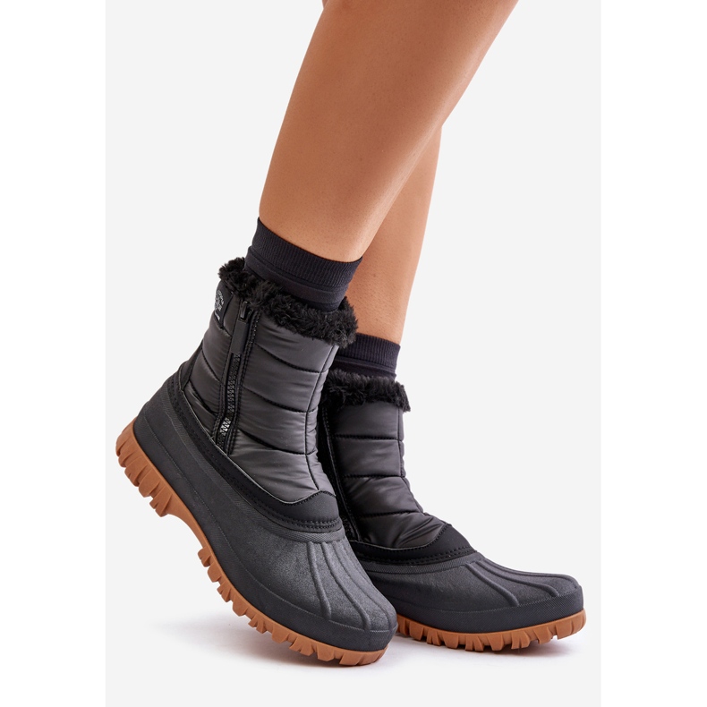 Botas de neve femininas isoladas com pele, zíper Lee Cooper LCJ-24-44-2866 pretas preto 1