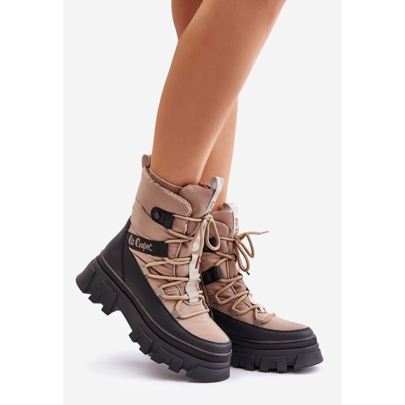 Botas de neve femininas com zíper Lee Cooper LCJ-24-47-3143 Bege 1