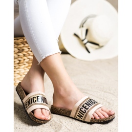 Chinelos da moda Vinceza bege 2