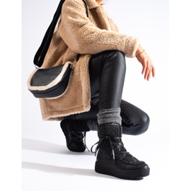 Botas femininas de neve com plataforma preta preto 1