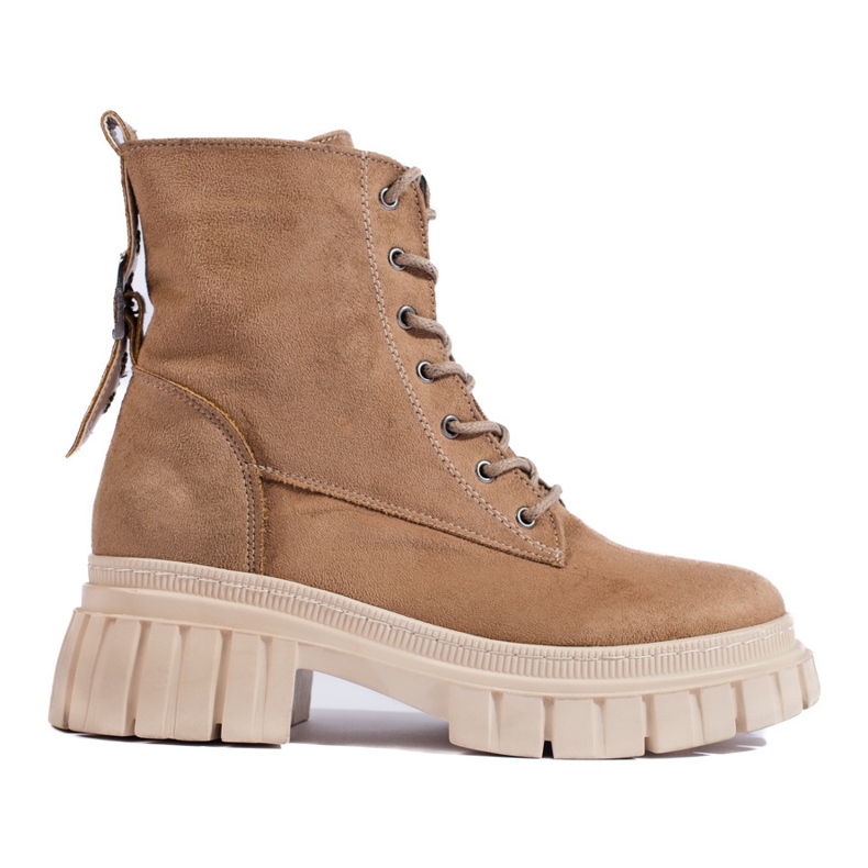 Botas femininas de camurça na plataforma T.SOKOLSKI bege marrom 1
