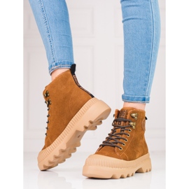 Sapatos femininos feitos de couro genuíno Big Star KK274520 marrom 1