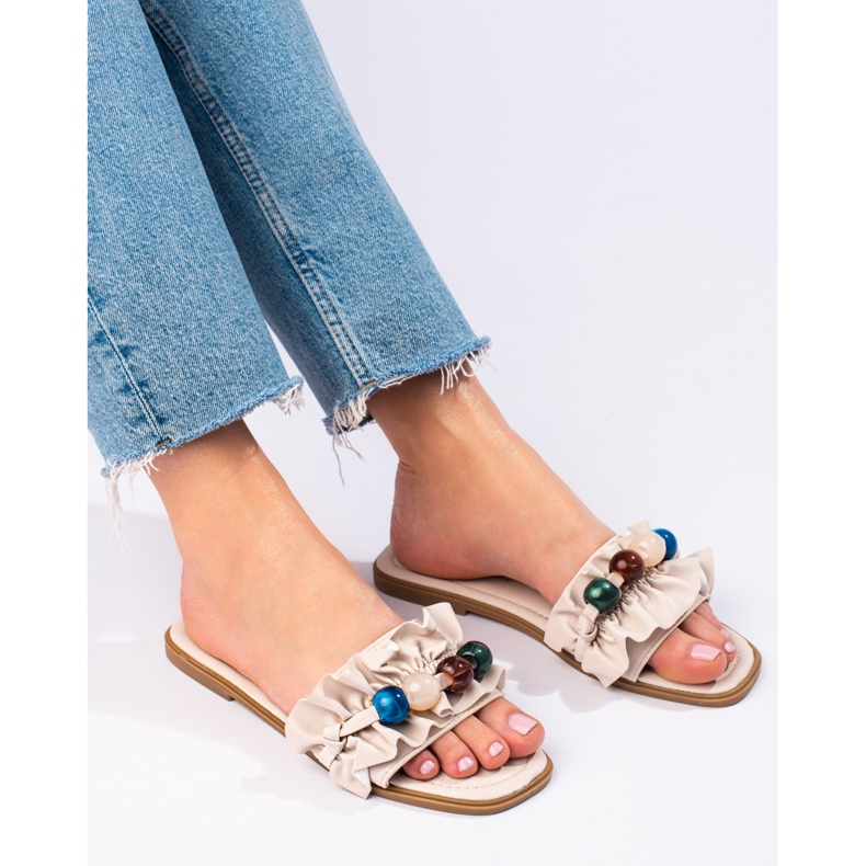 Sandálias rasas Shelovet bege de mulher 1