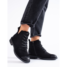 W. Potocki Botins Potocki de camurça preta com cadarço. preto 1
