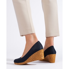 Bombas de cunha azul marinho 2