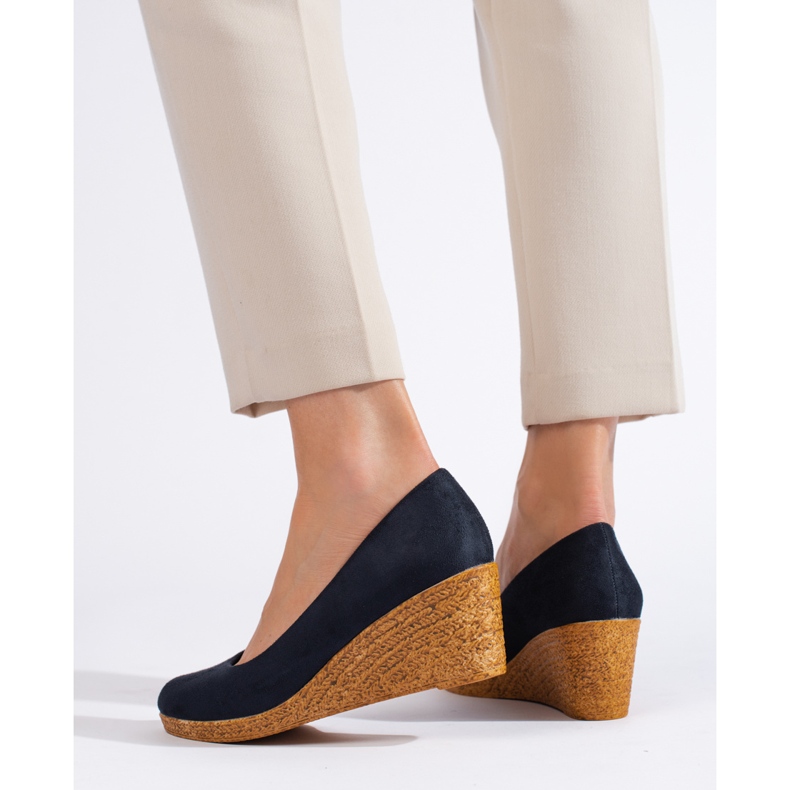 Bombas de cunha azul marinho 2