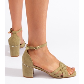 Sandálias femininas de camurça verde 1