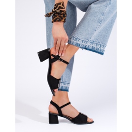 Sandálias pretas elegantes de salto alto Sergio Leone preto 1