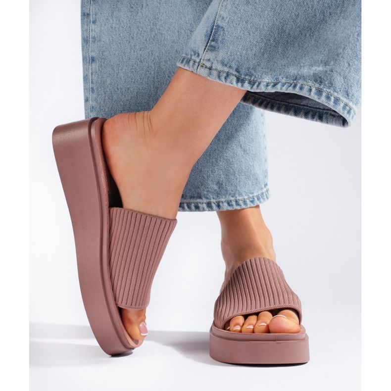 Sergio Leone Sandálias femininas de cunha rosa 2