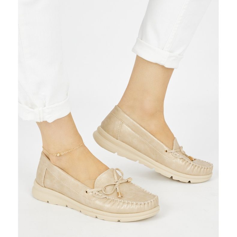 Seastar Mocassins dourados confortáveis ​​em couro ecológico 1