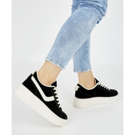 Sapatos plataforma femininos em camurça preta preto 1