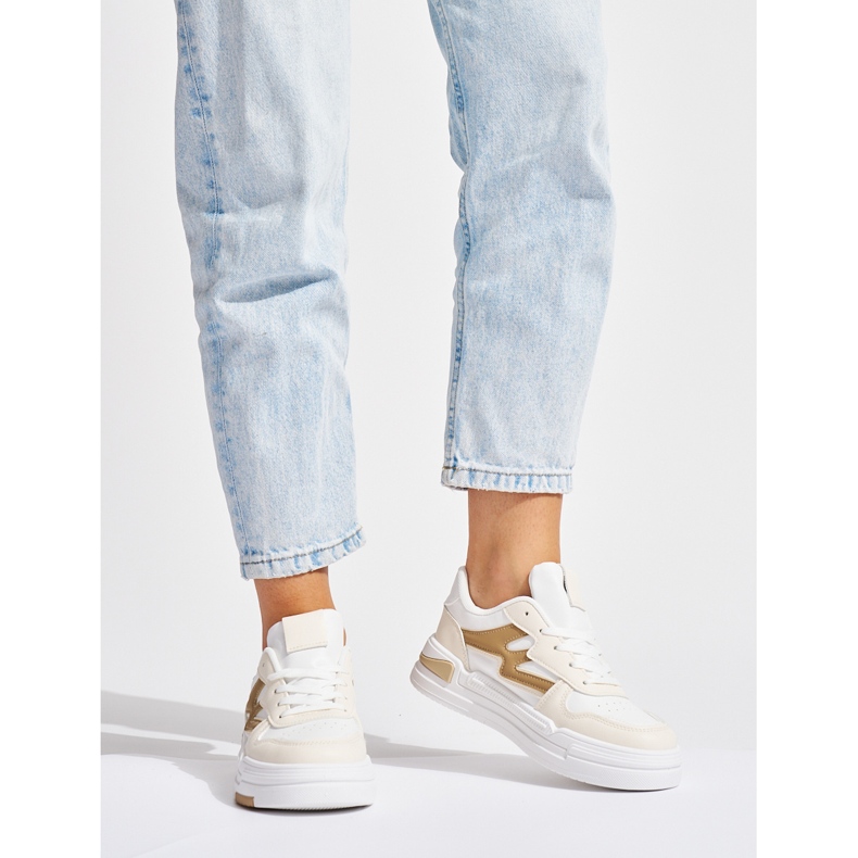 Tênis plataforma branco e bege 2