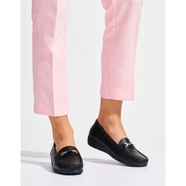 Mocassins femininos negros com decoração preto 1