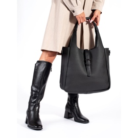 Botas de salto alto em camurça preta preto 1