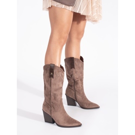 Seastar Botas cowboy femininas de camurça marrom castanho 2