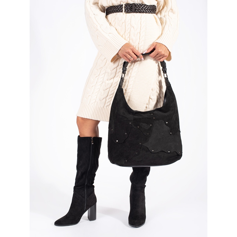 Botas femininas de camurça preta preto 1