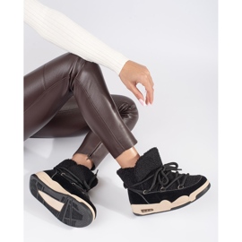 Seastar Botas de neve femininas negras com sola grossa preto 1