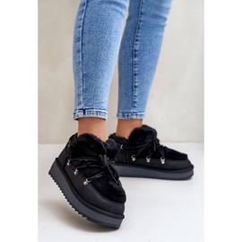 Botas de neve com plataforma baixa e pele D.Franklin DFSH370011 pretas preto 2