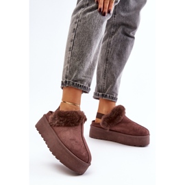 Chinelos femininos com plataforma e pele, Linaris marrom 1