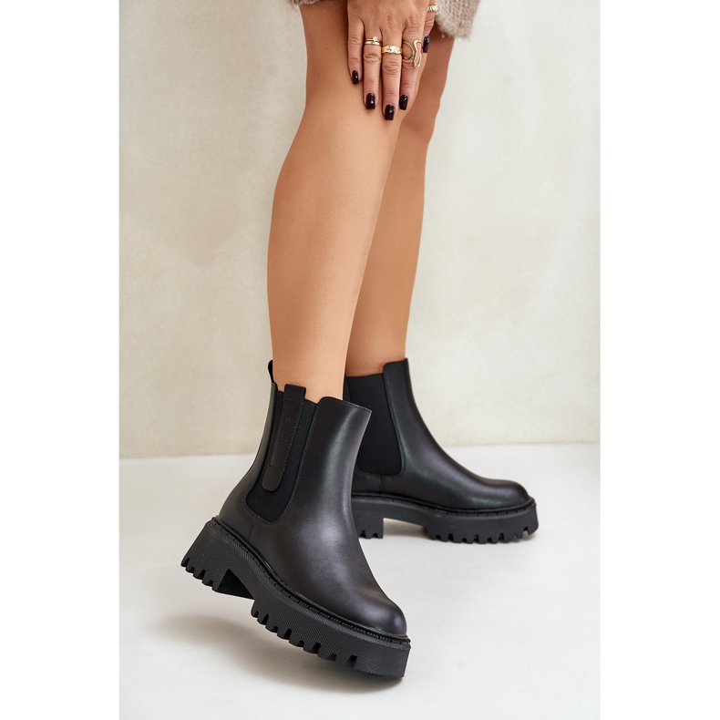 Botas Chelsea femininas com isolamento de couro Big Star OO274A386 pretas preto 2