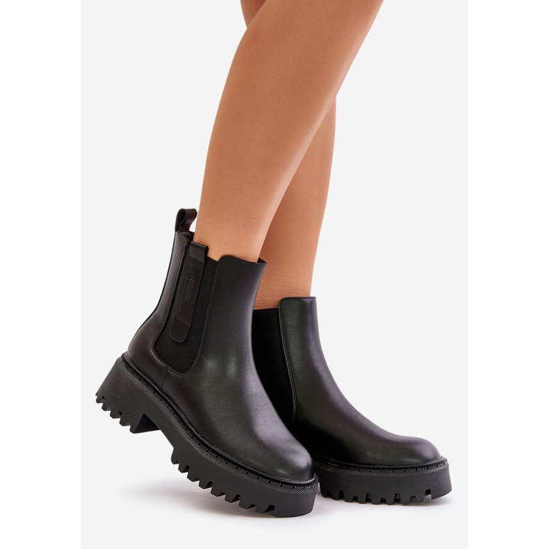 Botas Chelsea femininas com isolamento de couro Big Star OO274A386 pretas preto 1