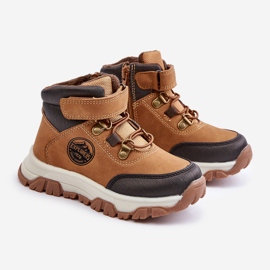 Botas infantis isoladas para caminhada de inverno com zíper Camel Temisha marrom 1