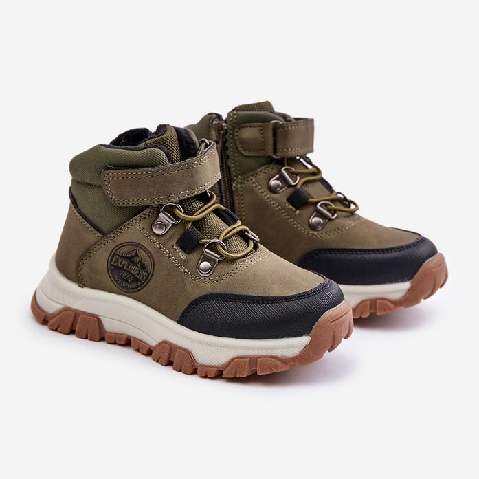 News Botas infantis isoladas para caminhada de inverno com zíper, verde escuro Temisha 1