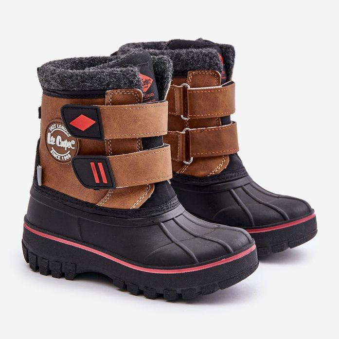 Botas infantis de neve com velcro Lee Cooper LCJ-24-44-2864K Camelo castanho 1