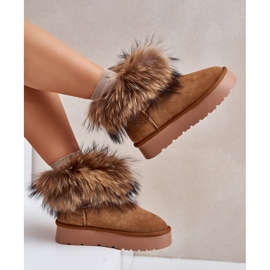 Botas de neve com plataforma de couro e pele de camelo Avirisa marrom 2