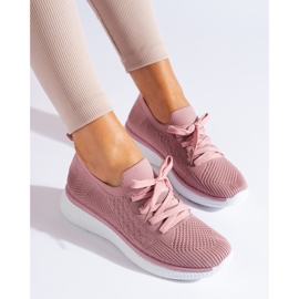 Tênis esportivo rosa com cadarço 1