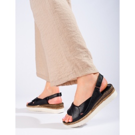 W. Potocki Sandálias de cunha baixa de mulher Potocki preto 1