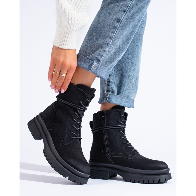 Shelovet roupa de trabalho feminina de camurça preta preto 1