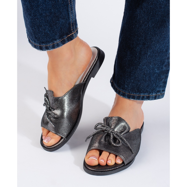 Chinelos femininos prateados brilhantes prata 1