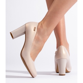 Sergio Leone Sapatos de salto alto femininos bege confortáveis 1