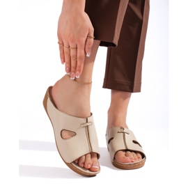 Sandálias femininas confortáveis ​​de cunha bege 1