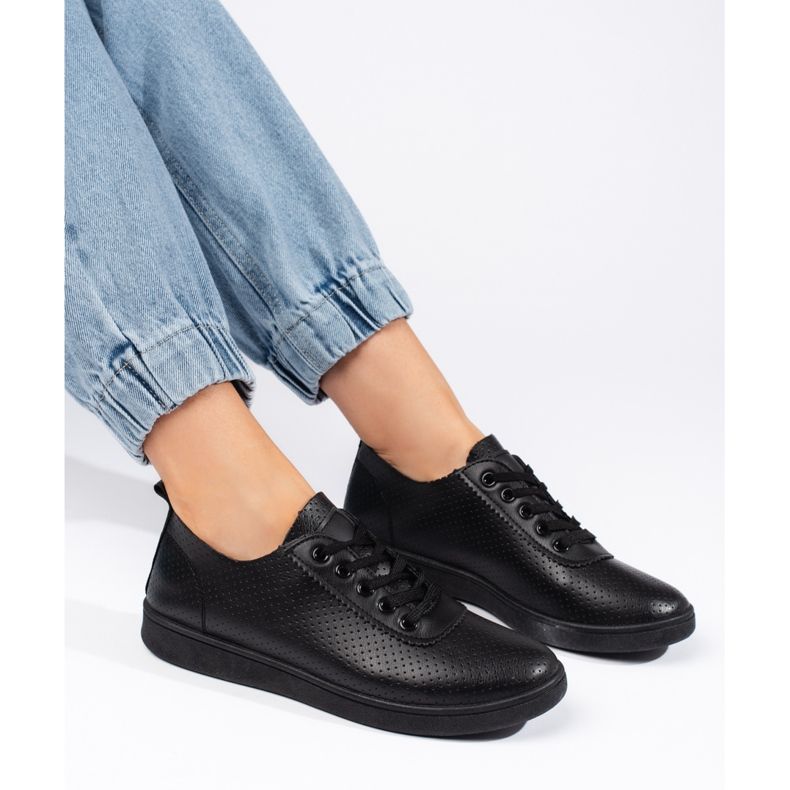 Seastar Sapatos femininos pretos com atacadores 1