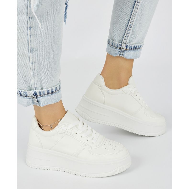 Calçado desportivo plataforma feminino branco 1