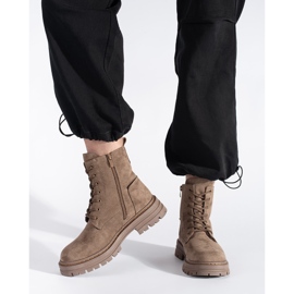 Botas femininas marrons de trabalho com cadarço, Sergio Leone castanho 2