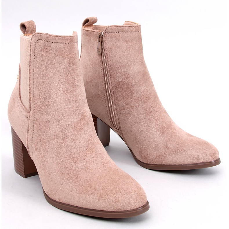 Rosey Khaki Botins clássicos de salto alto bege 1
