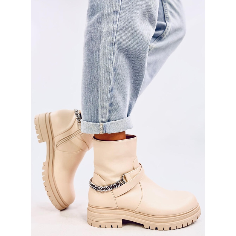 Botas com corrente Cindy Beige bege 2 Botas com corrente Cindy Beige bege 2