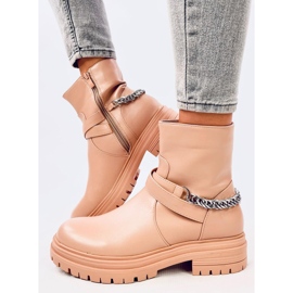 Botins Cindy Nude com corrente bege 2