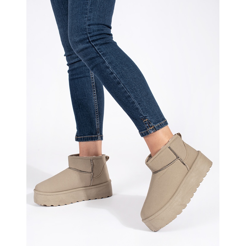 Seastar Botas de neve femininas com isolamento bege e plataforma 1