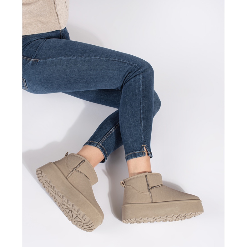 Seastar Botas de neve femininas com isolamento bege e plataforma 2 Seastar Botas de neve femininas com isolamento bege e plataforma 2